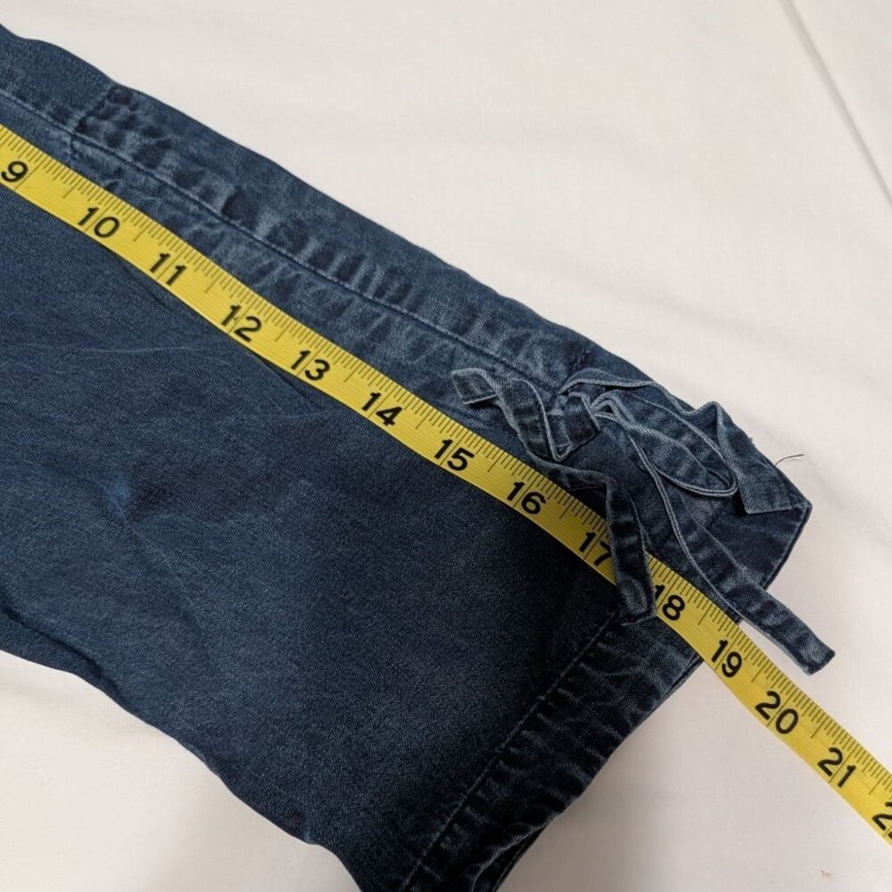 Soft Surroundings Women 2X Tencel Denim Button-Up Shirt Ruffle Collar Split Cuff - Picture 14 of 14